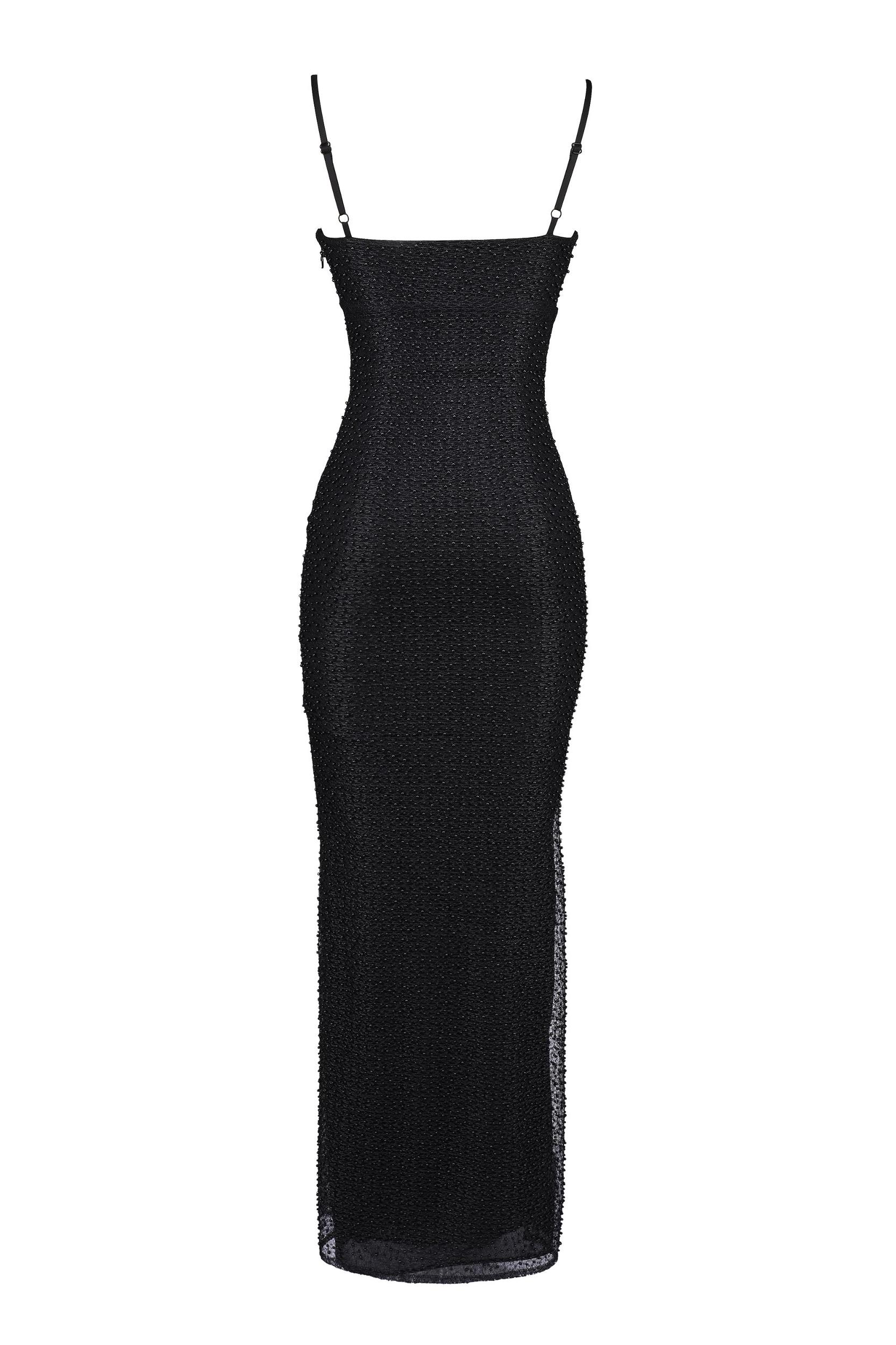 Calla  black pearl embellished maxi dress Product Image