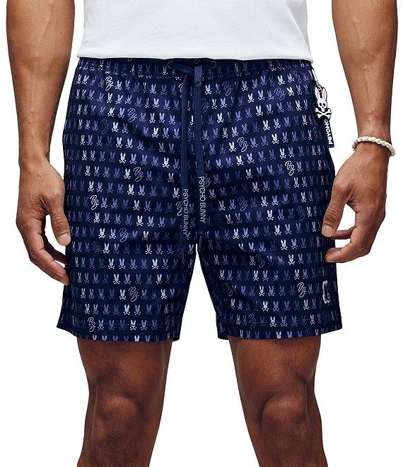 Psycho Bunny Ken Printed Pattern 5 3/4#double; Inseam Swim Trunks Product Image