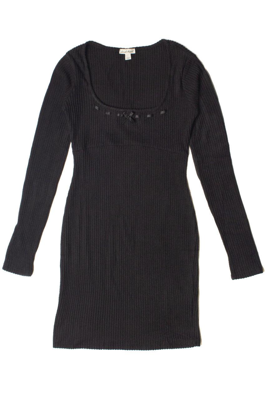 Ribbon Detail Ribbed Sweater Dress Product Image