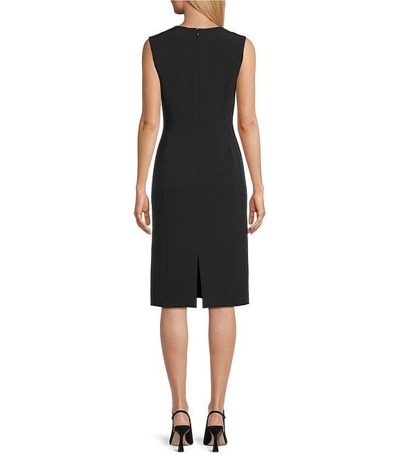 Preston & York Angie Crepe Crew Neck Sleeveless Back Split Hem Column Sheath Coordinating Dress Product Image