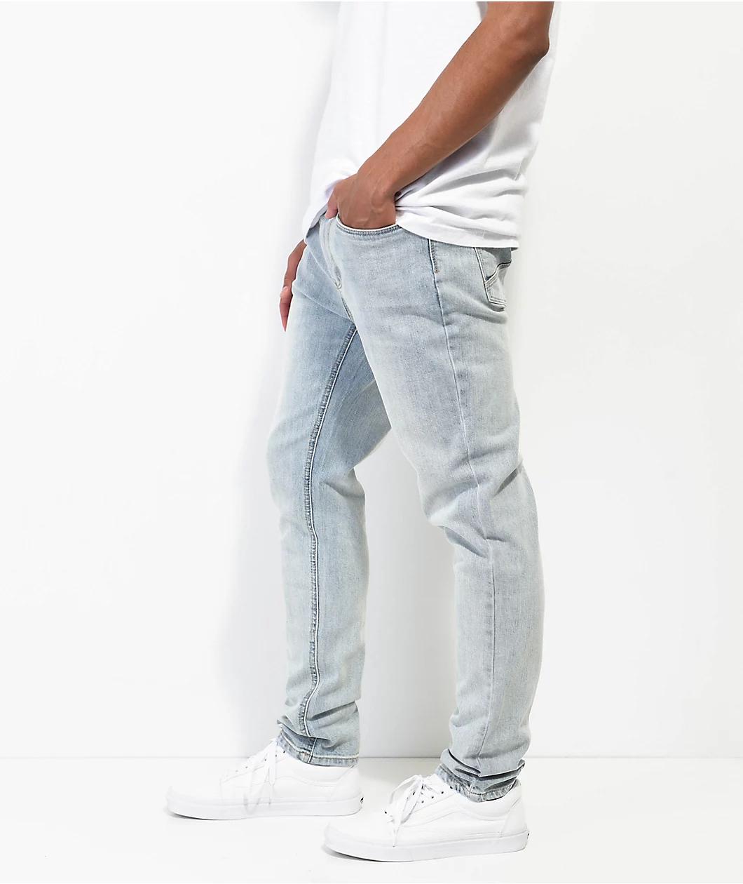 Empyre Verge Tapered Aged Light Wash Skinny Jeans Product Image