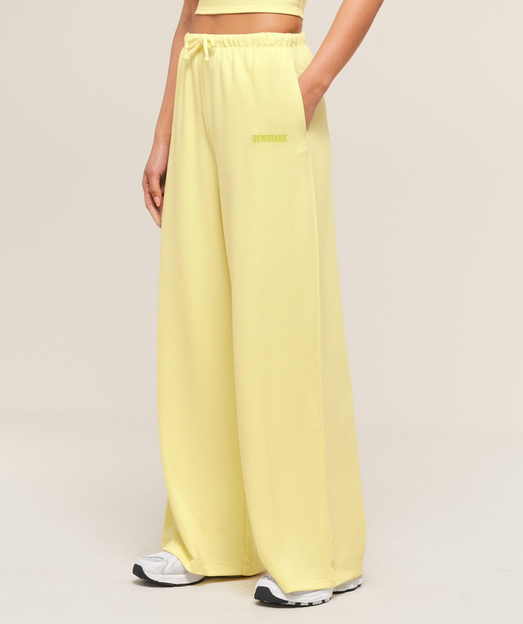 Gymshark Waffle Wide Leg Pants - Refresh Yellow Female Product Image