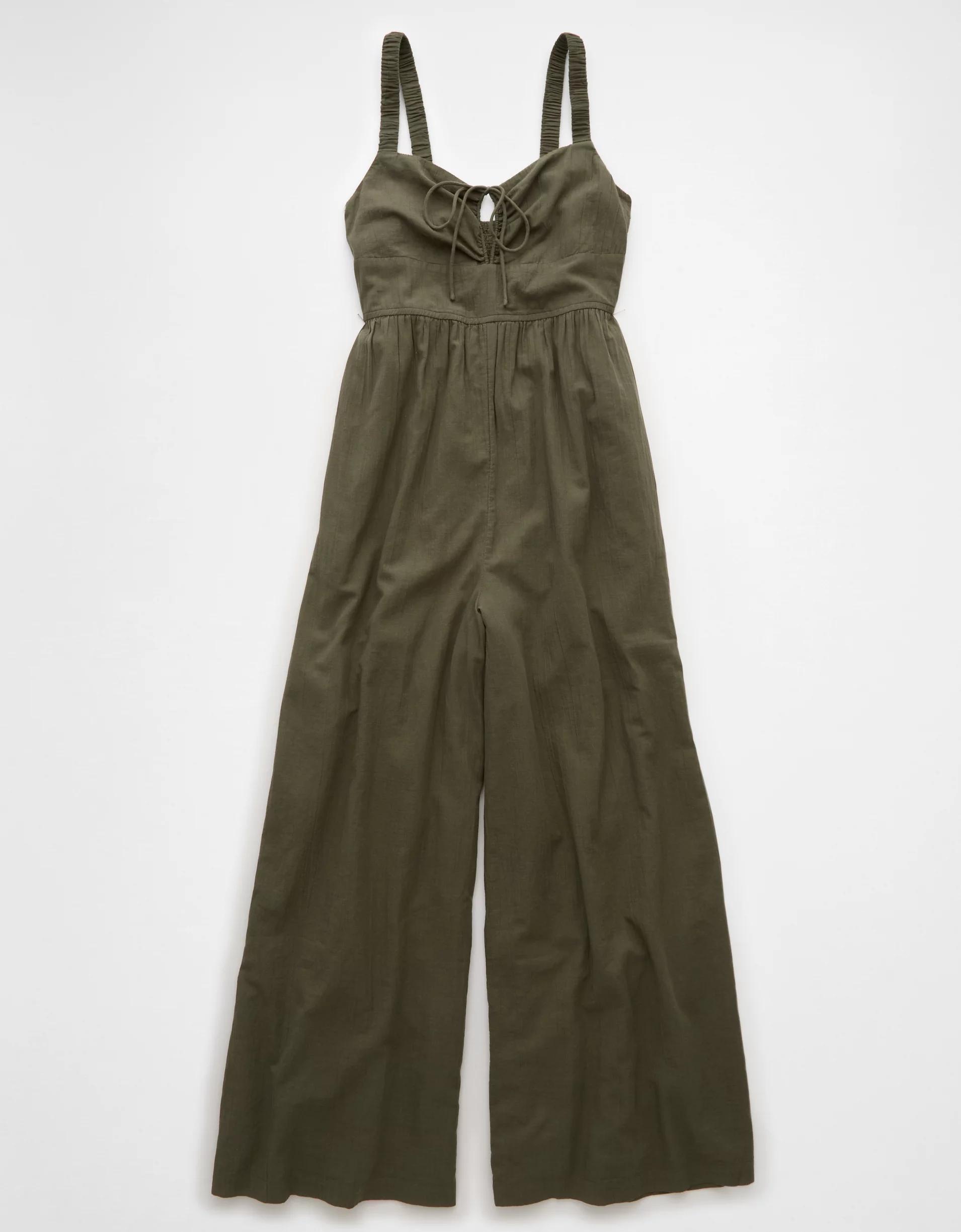 AE Tie Front V-Neck Jumpsuit Product Image