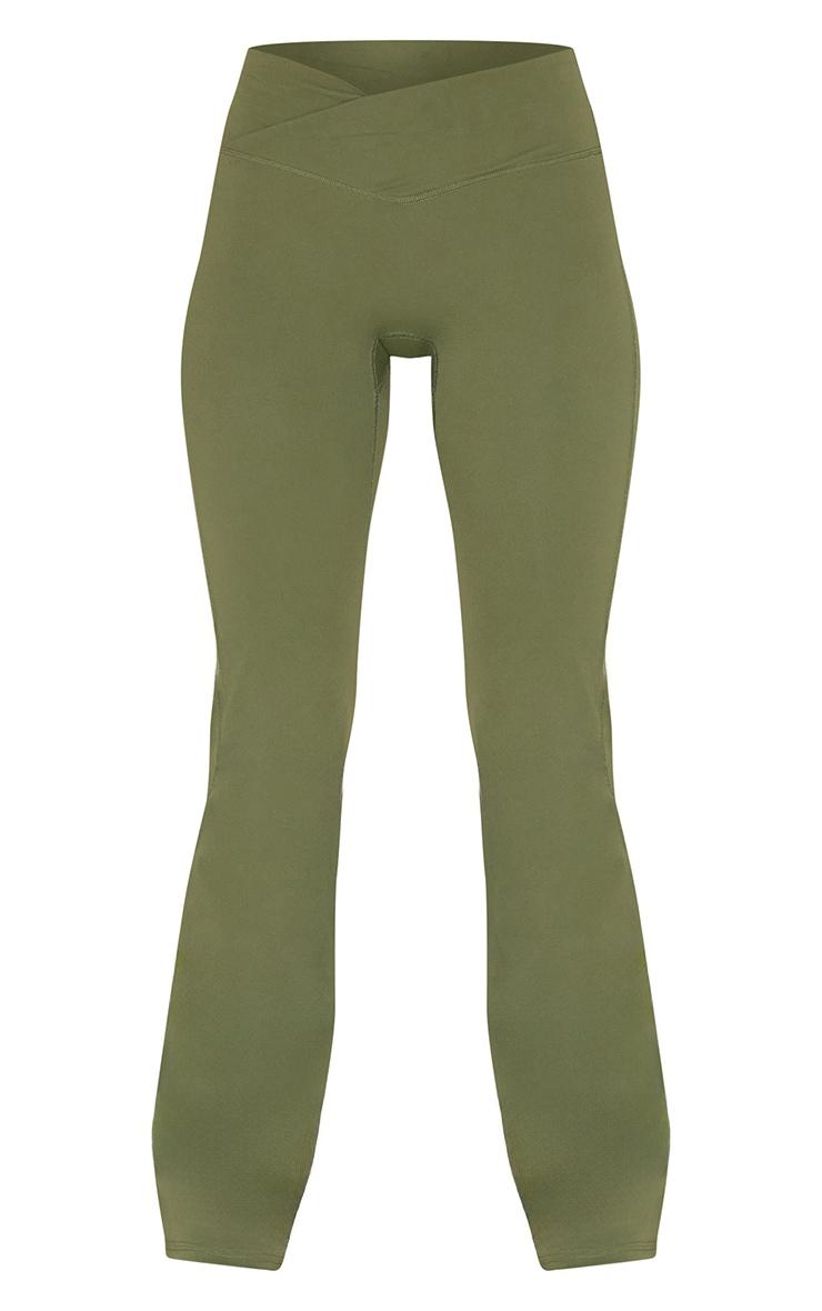 Khaki Sculpt Wrap Waist Yoga Pants Product Image