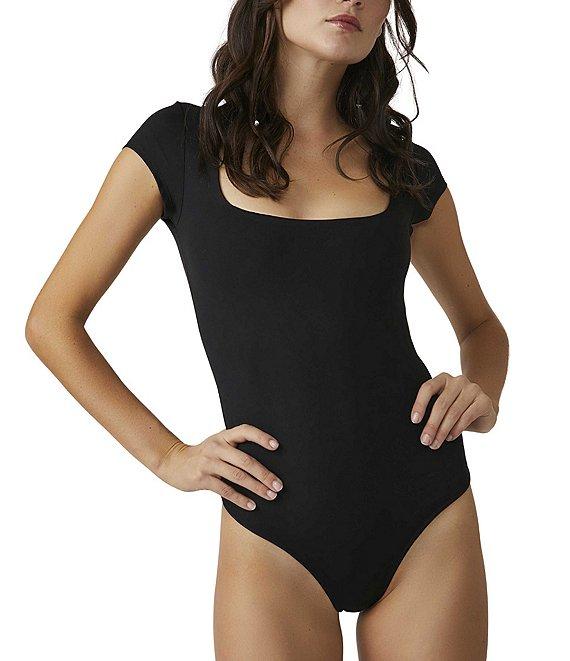 Free People Square Neck Cap Sleeve Knit Bodysuit Product Image