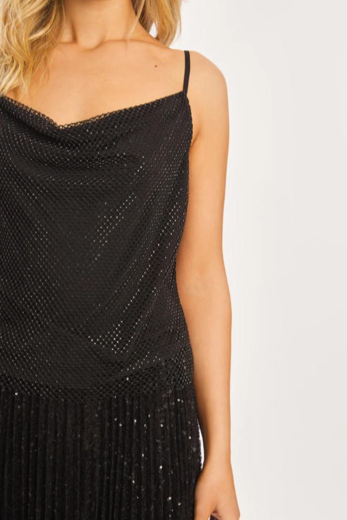 Leelee Black Beaded Mesh Top Product Image
