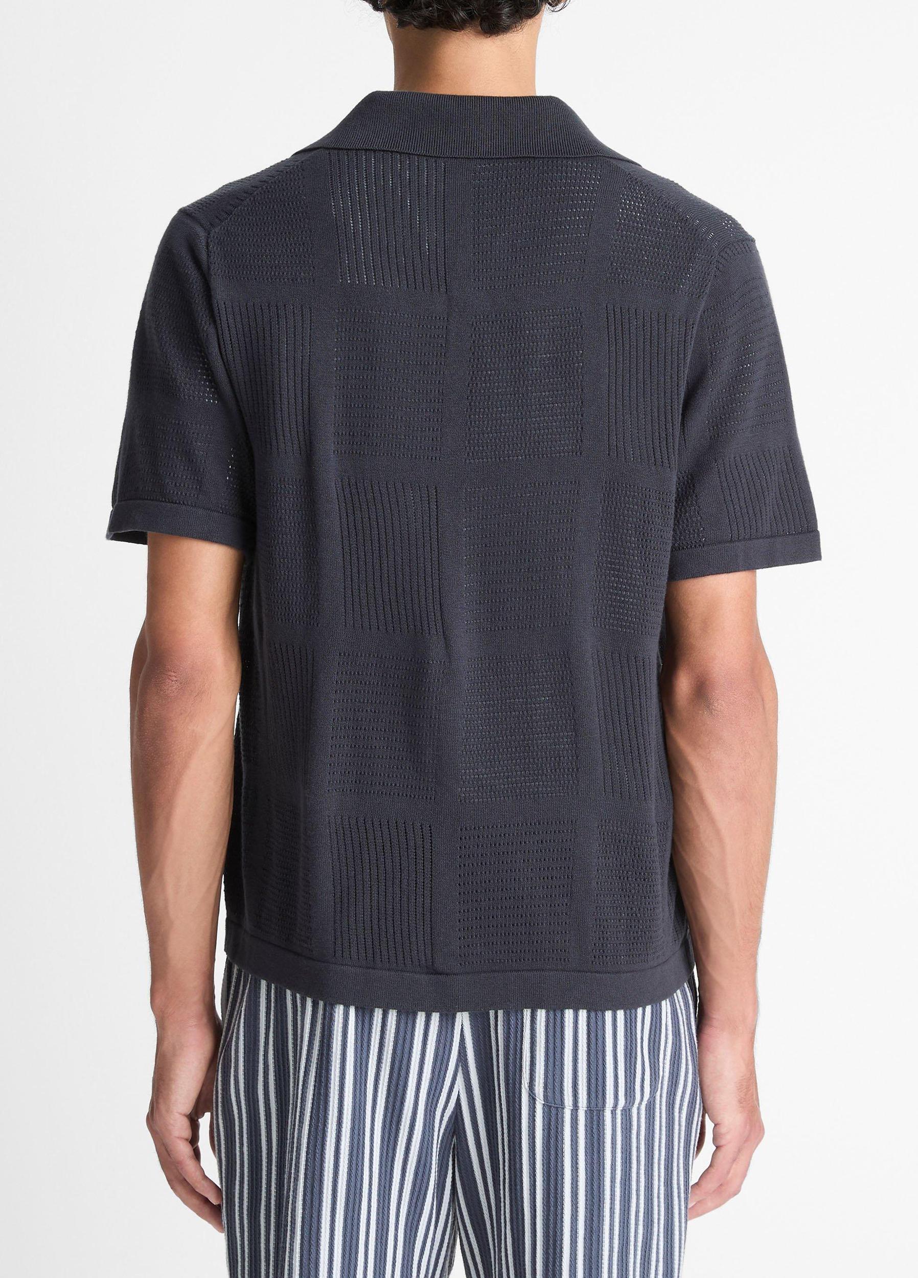 Patchwork Pointelle Short-Sleeve Shirt Product Image