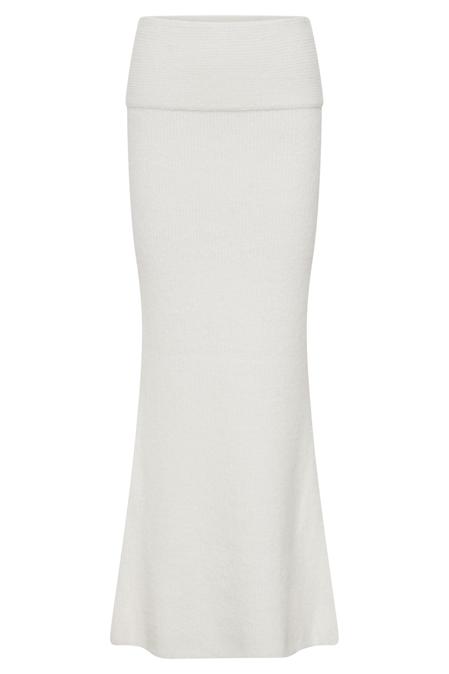 Charlotte Knit Maxi Skirt With Overlay - Ivory Product Image