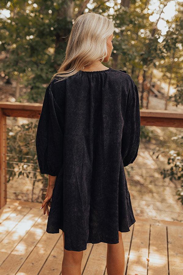 Cappuccino Cutie Corduroy Mini Dress in Black Product Image