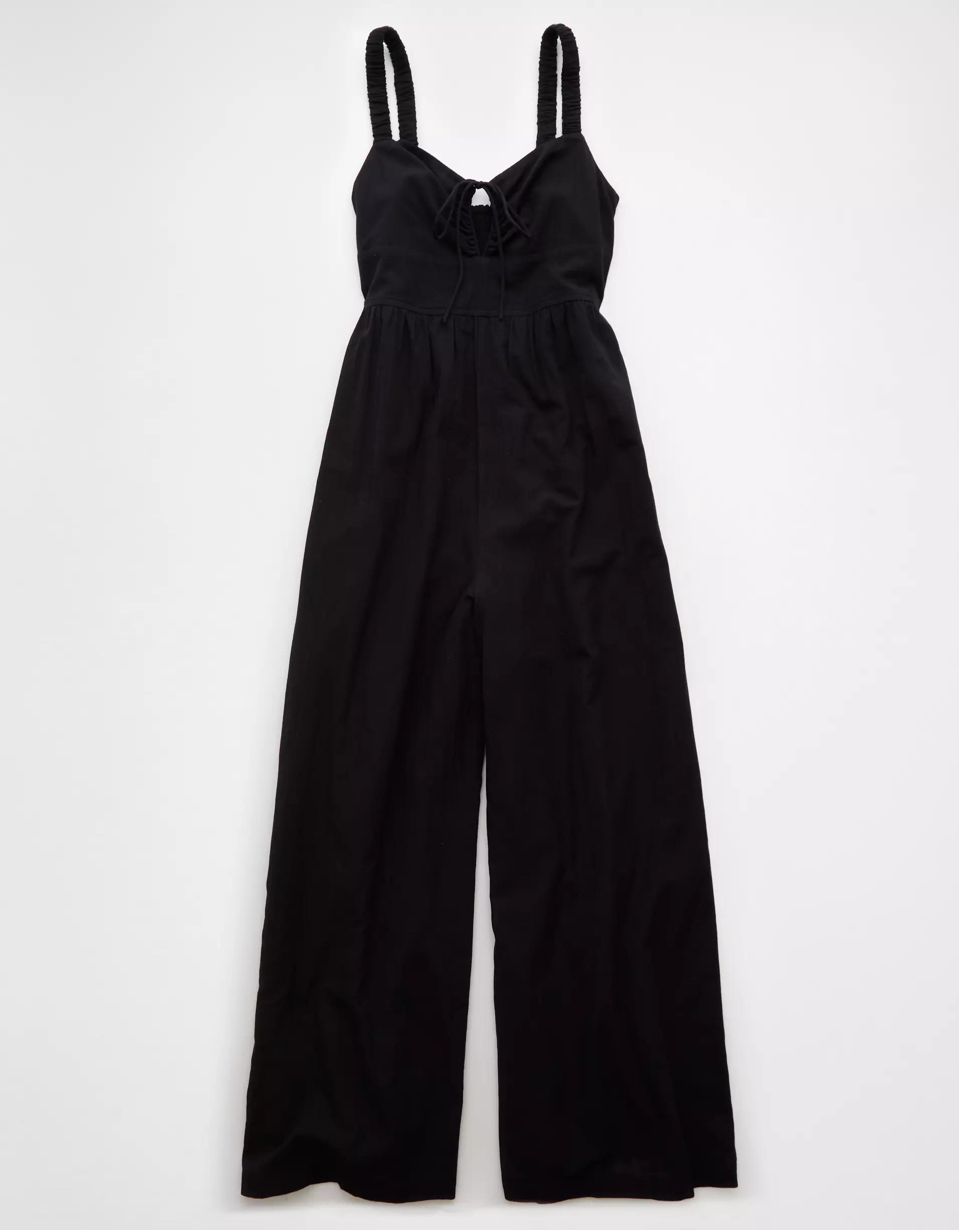 AE Tie Front V-Neck Jumpsuit Product Image