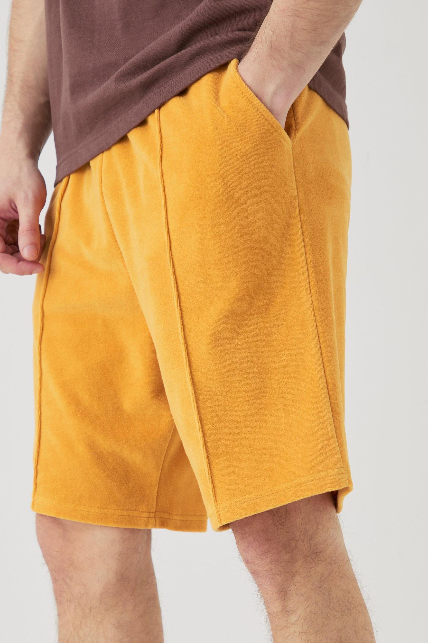 Tall Elasticated Waist Pintuck Velour Shorts | boohooMAN USA Product Image