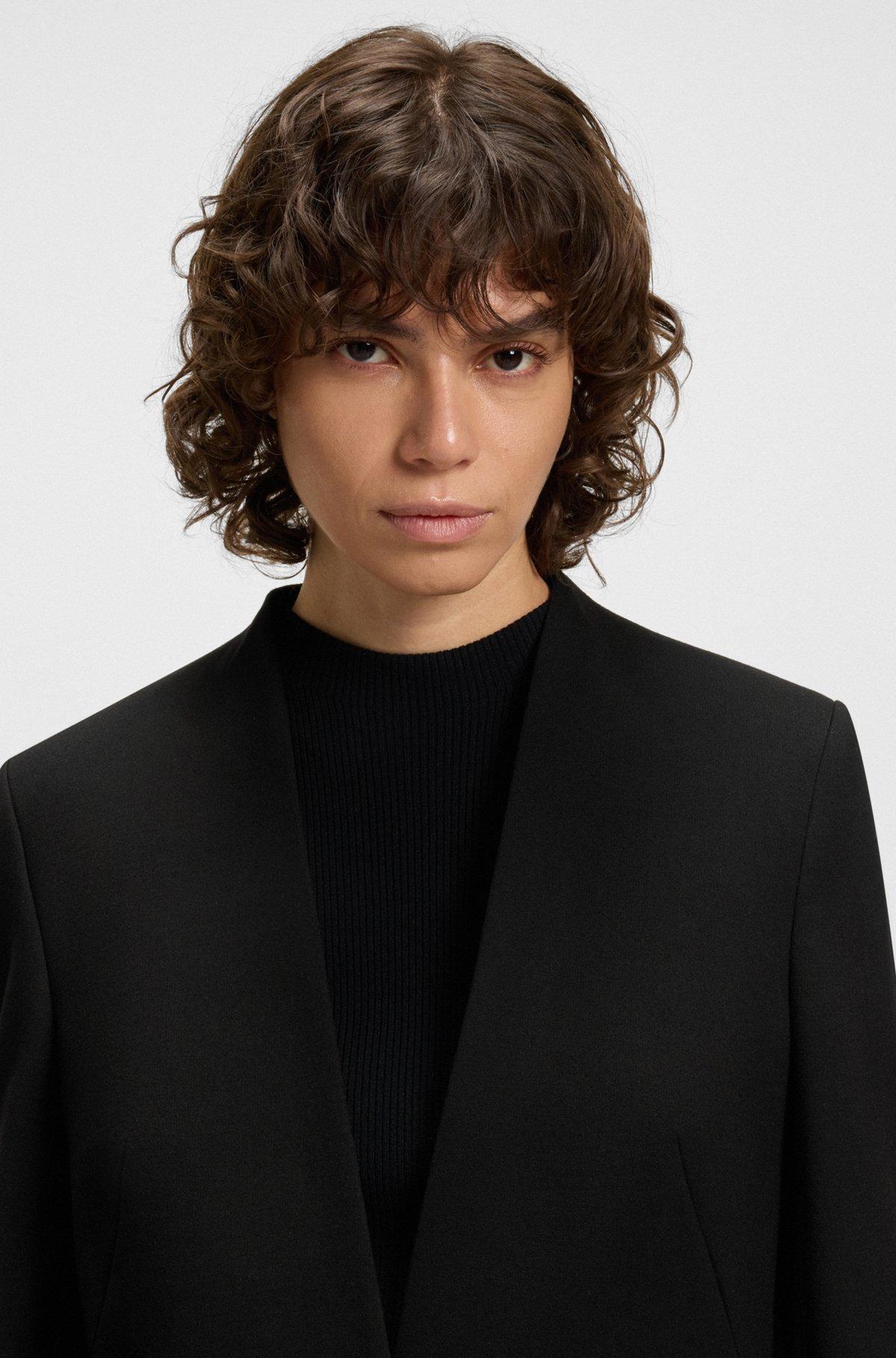 BOSS - Collarless regular-fit blazer with hardware button - Black Product Image