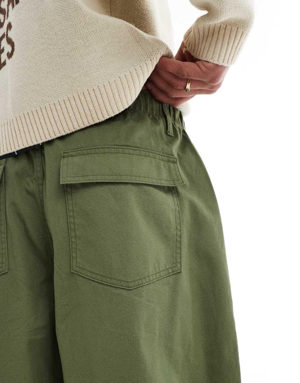 ASOS DESIGN oversized baggy pants in khaki Product Image