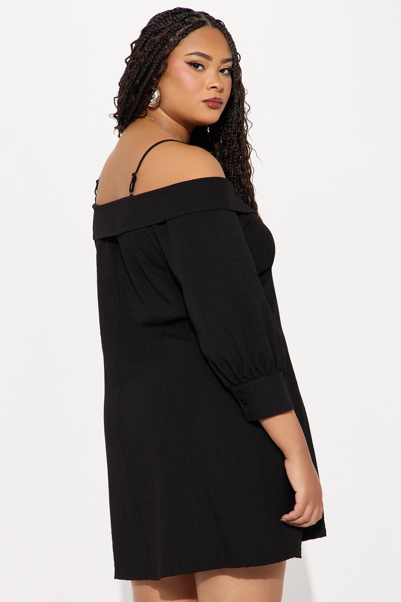 Lisa Off Shoulder Mini Dress - Black Product Image