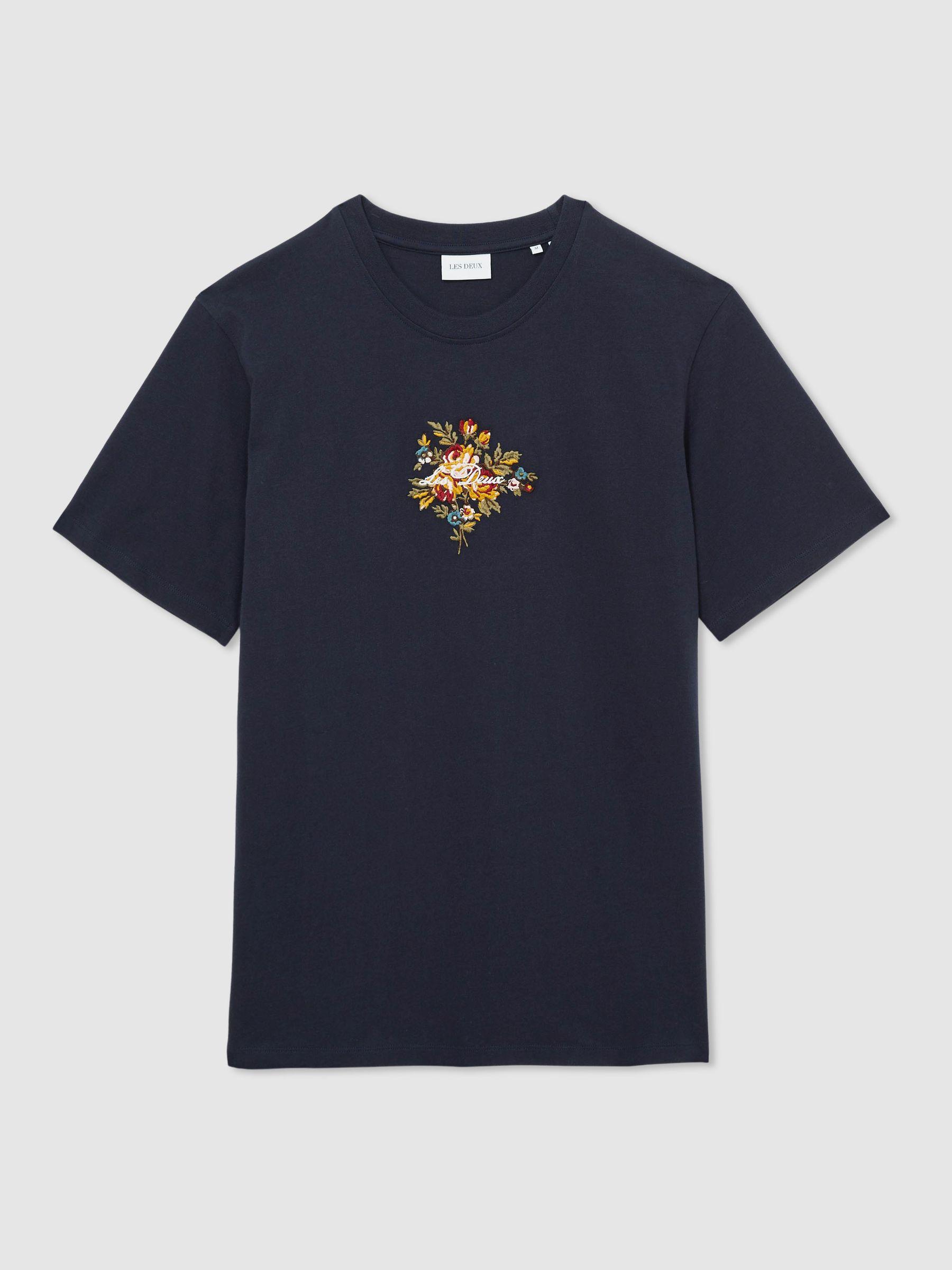 Organic-Cotton Embroidered Logo T-Shirt in Navy Product Image