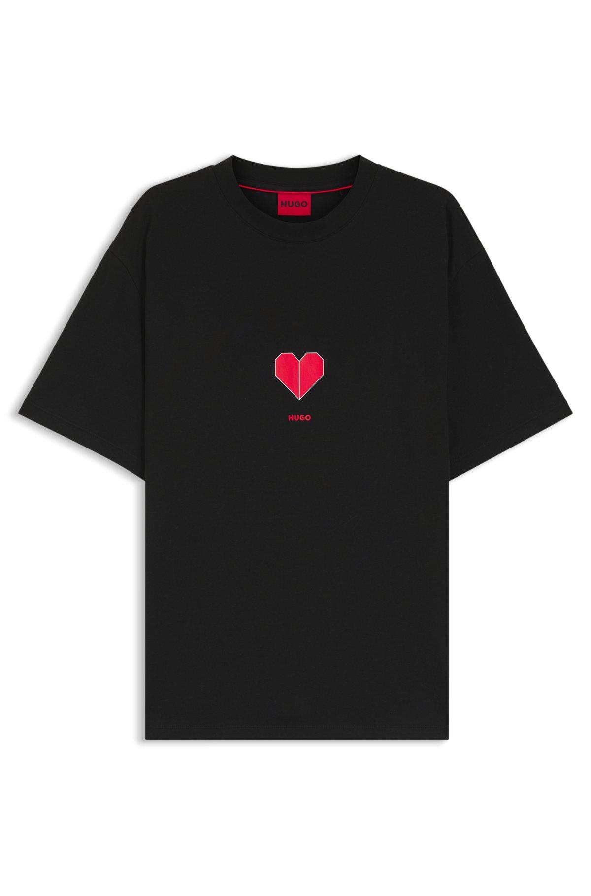 Cotton-jersey T-shirt with blue logo patch Product Image