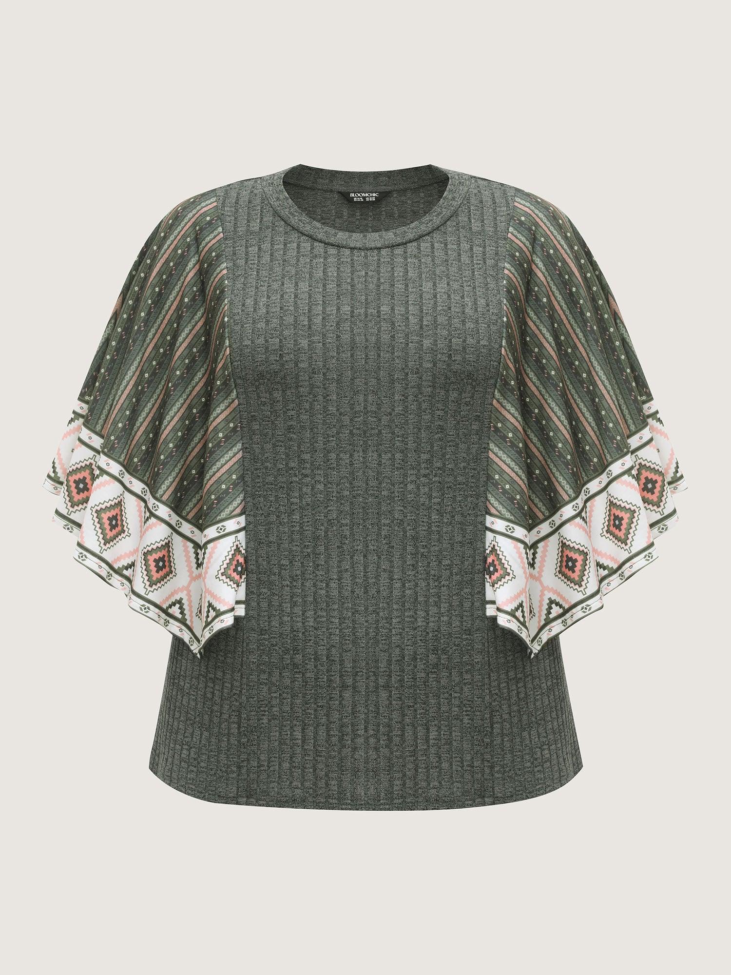 Supersoft Cable Knit Boho Print T-Shirt Female Product Image