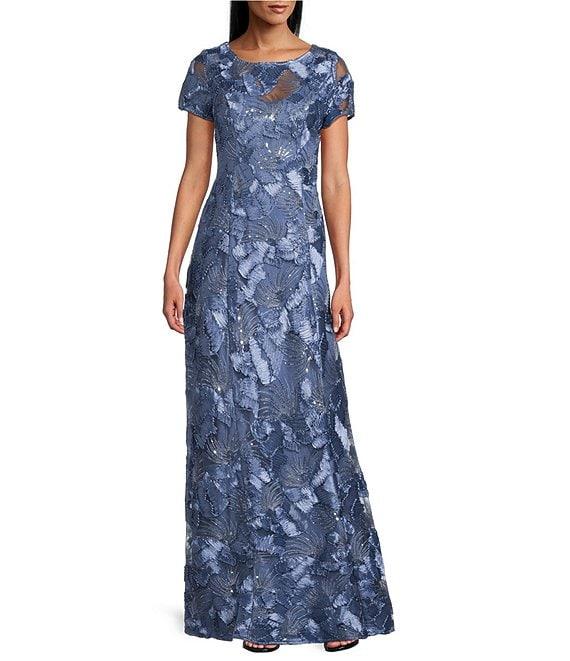 Alex Evenings Lace Scoop Neck Short Sleeve A-Line Gown Product Image