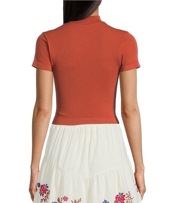 C&V Chelsea & Violet Mock Neck Seamless Knit Crop Top Product Image