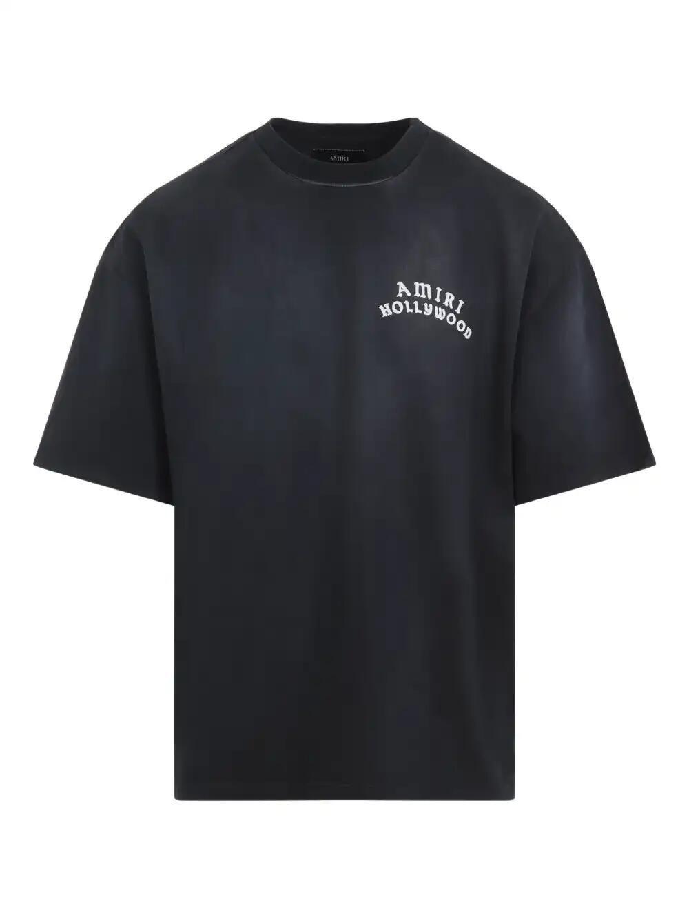 AMIRI Black Crewneck T-shirt With Logo Lettering On Front And Rear Product Image
