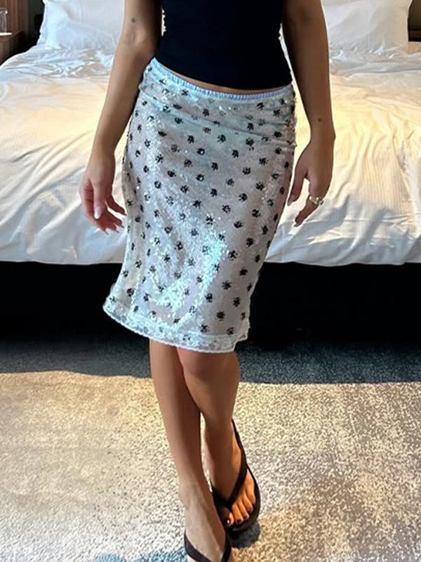Fashion Retro Polka Dot Print Maxi Skirt Product Image