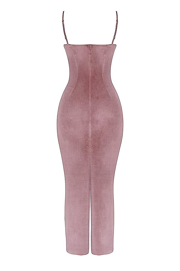 Azalea  soft pink velvet midi dress Product Image