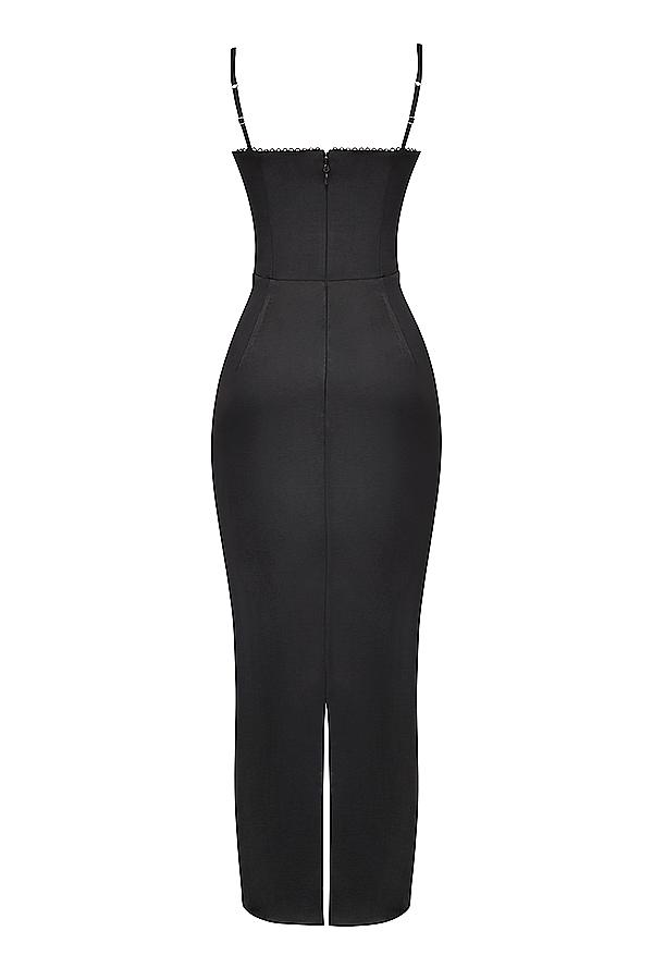 Stefania  black corset maxi dress Product Image