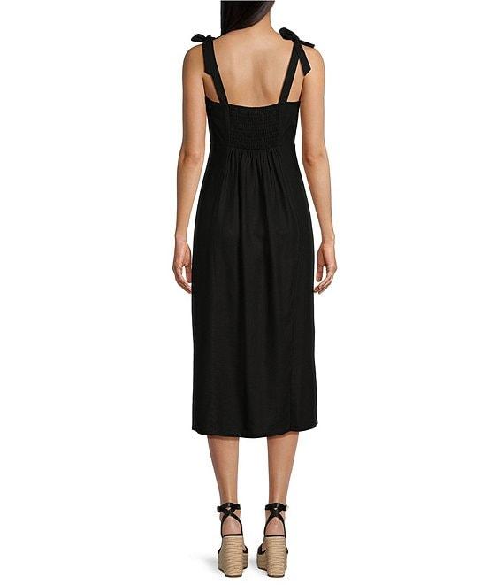 GB Tie Shoulder Linen Blend Midi Dress Product Image