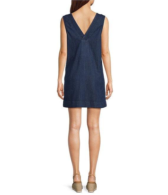 Faherty Azure Organic Cotton Blend Woven V-Neck Sleeveless A Line Mini Dress Product Image