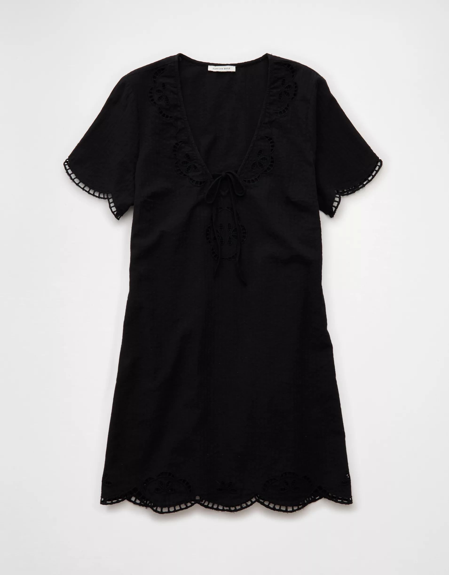 AE V-Neck Embroidered Shift Dress Product Image