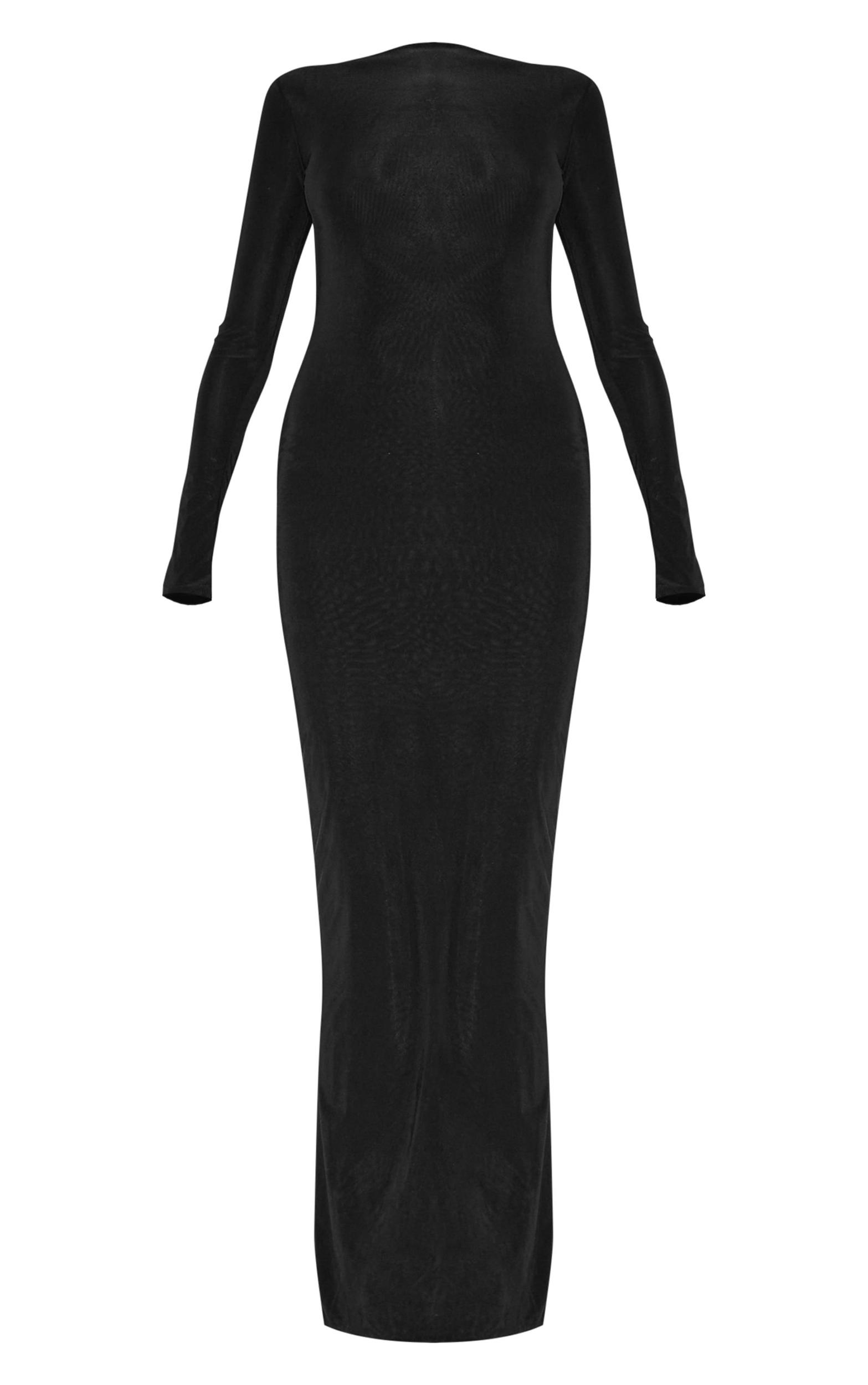 Black Double Layer Slinky Maxi Dress Product Image