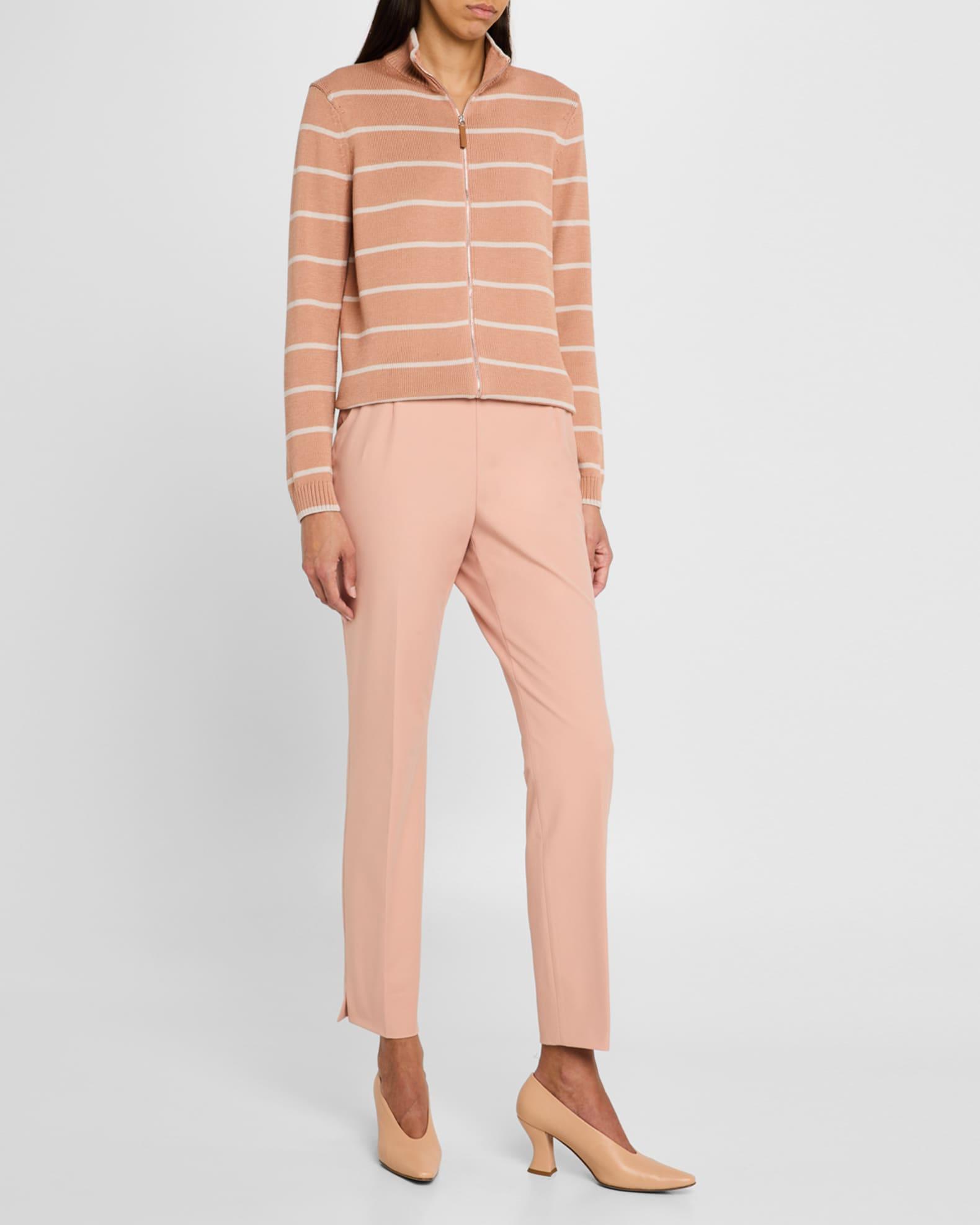 Striped Zip-Front Knit Jacket Product Image