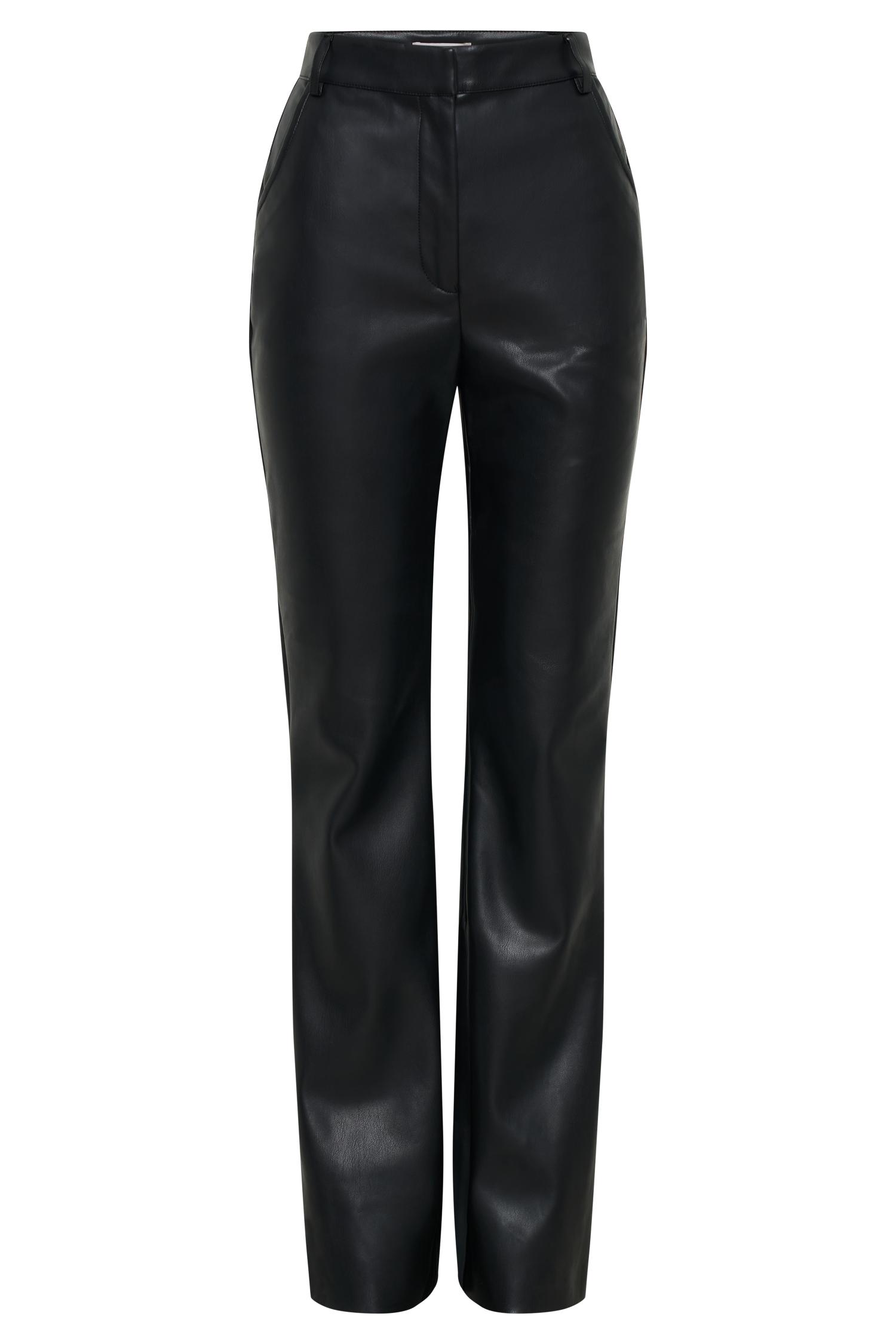 Tyra Straight Leg Faux Leather Pants - Black Product Image
