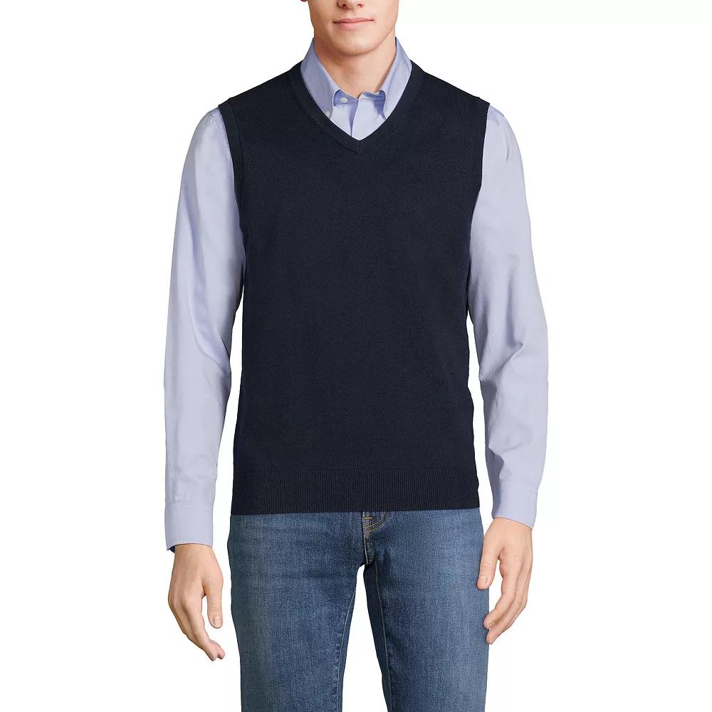 Men's Lands' End Fine Gauge Cotton Sweater Vest,  Product Image