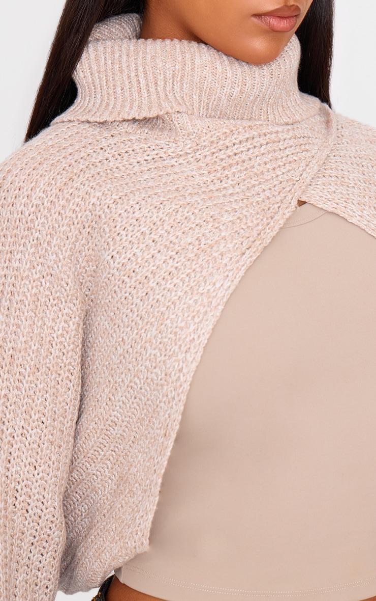 Beige Extreme Cropped Knit Sweater Product Image