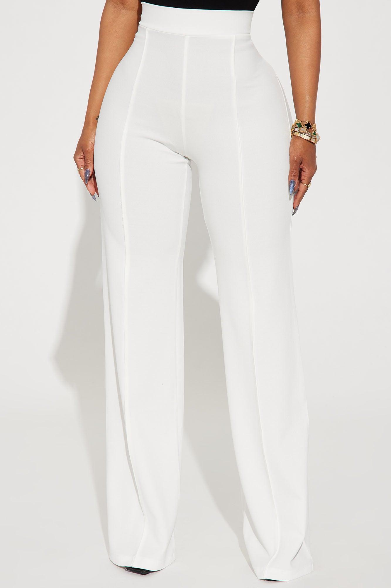 Victoria High Waisted Dress Pants - White Product Image