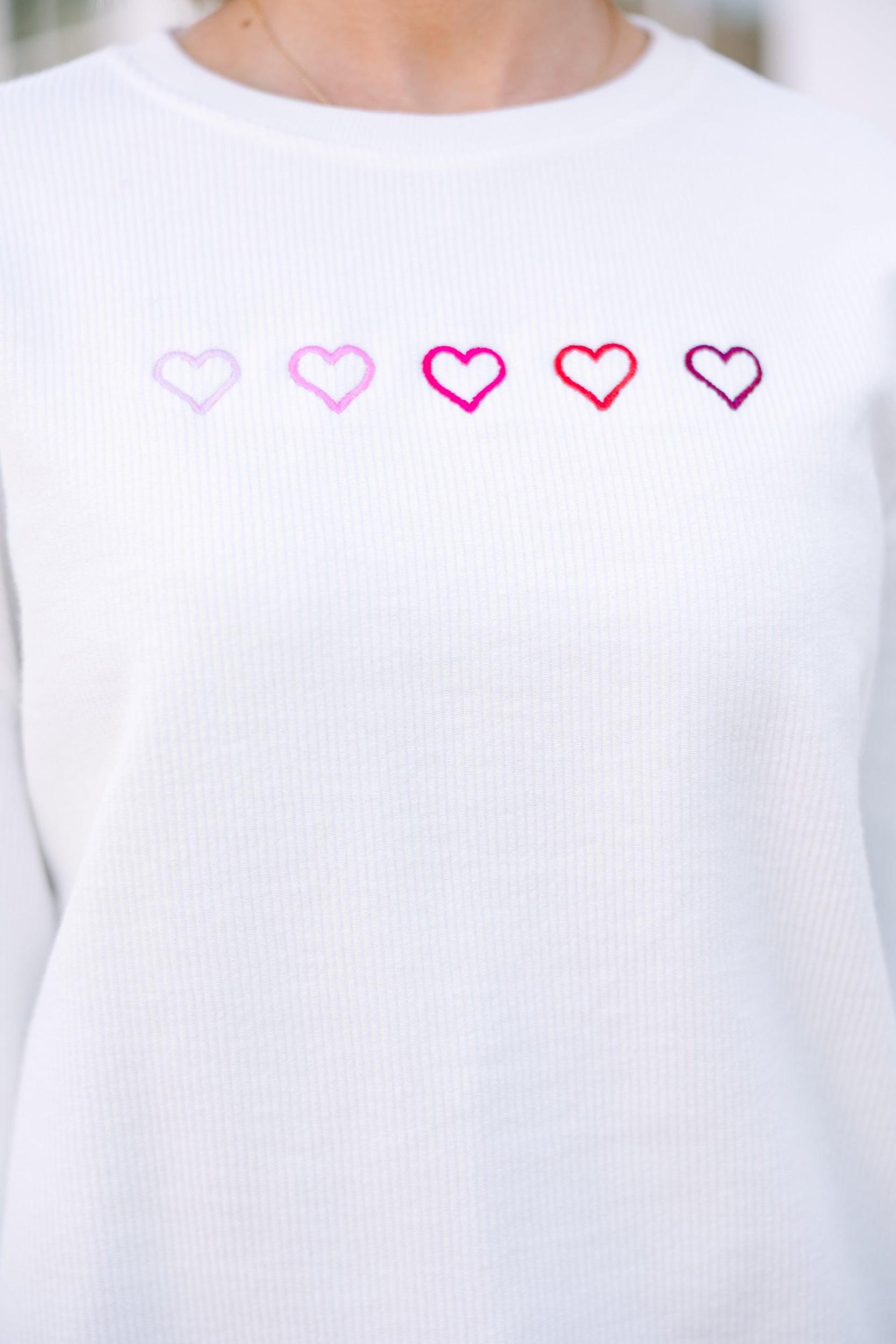I Heart You White Embroidered Sweatshirt Female Product Image