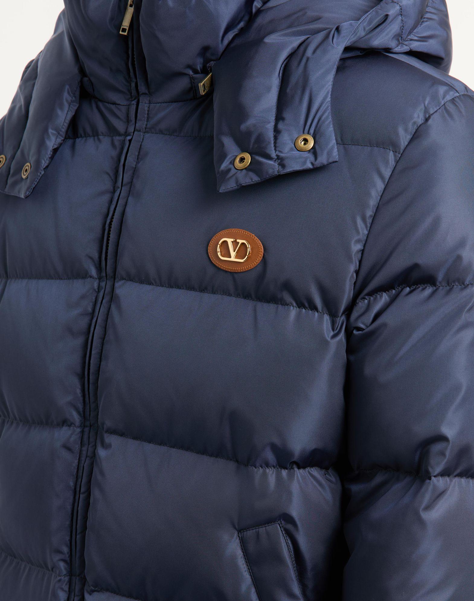 Nylon Hooded Down Jacket With Vlogo Patch Product Image