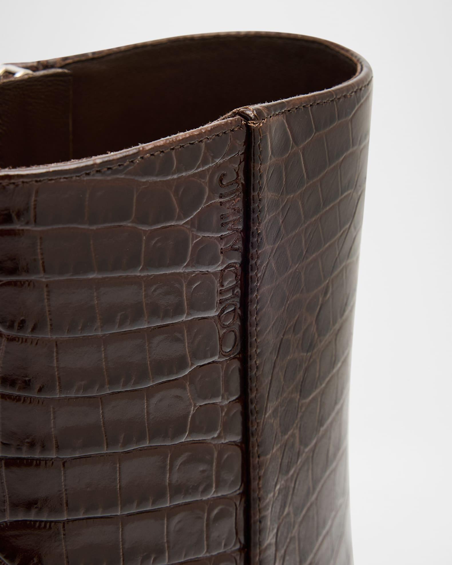 Camile Croc-Embossed Leather Ankle Boots Product Image