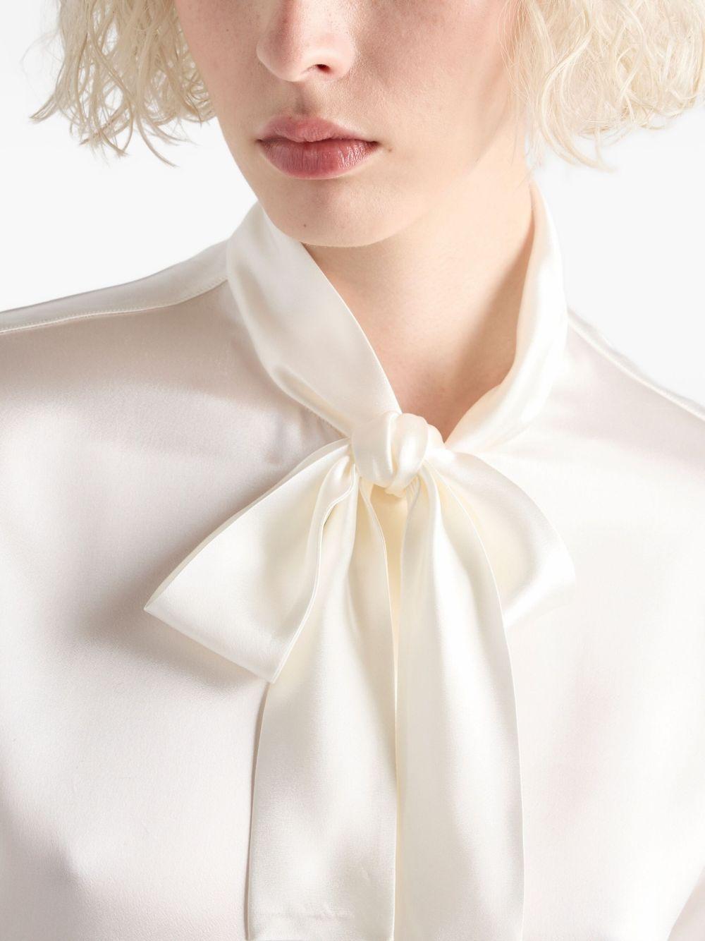 scarf-collar satin shirt Product Image