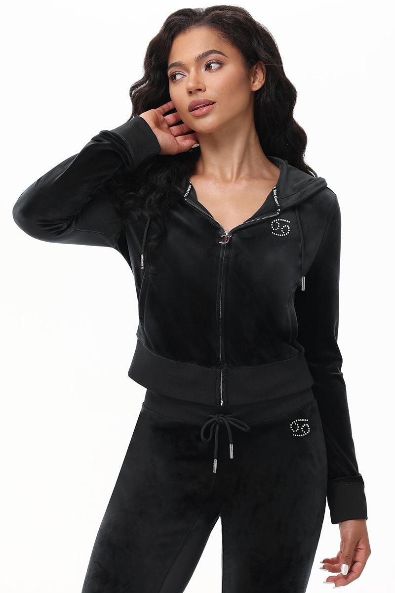 Custom Zodiac OG Big Bling Velour Hoodie Product Image