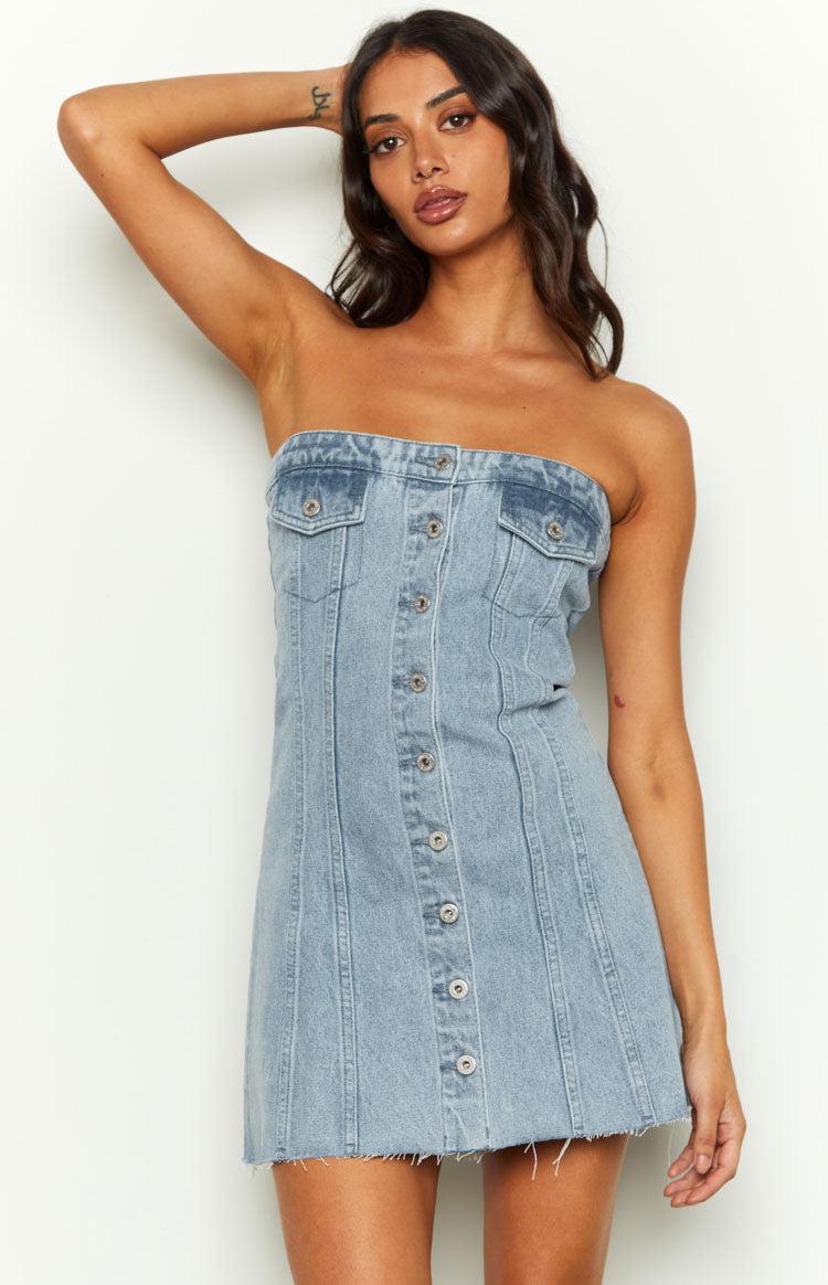 Wilma Blue Denim Corset Mini Dress Baby Product Image