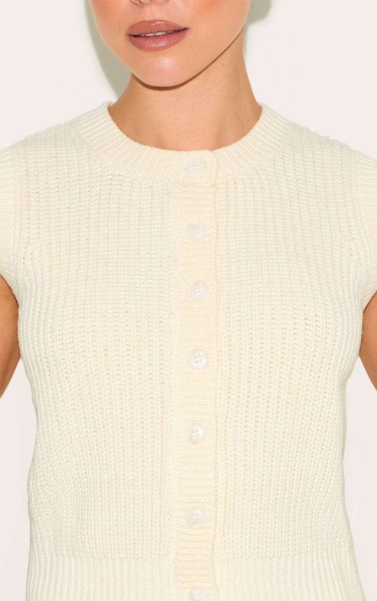  Ecru Chunky Knit Sleeveless Sweater Product Image