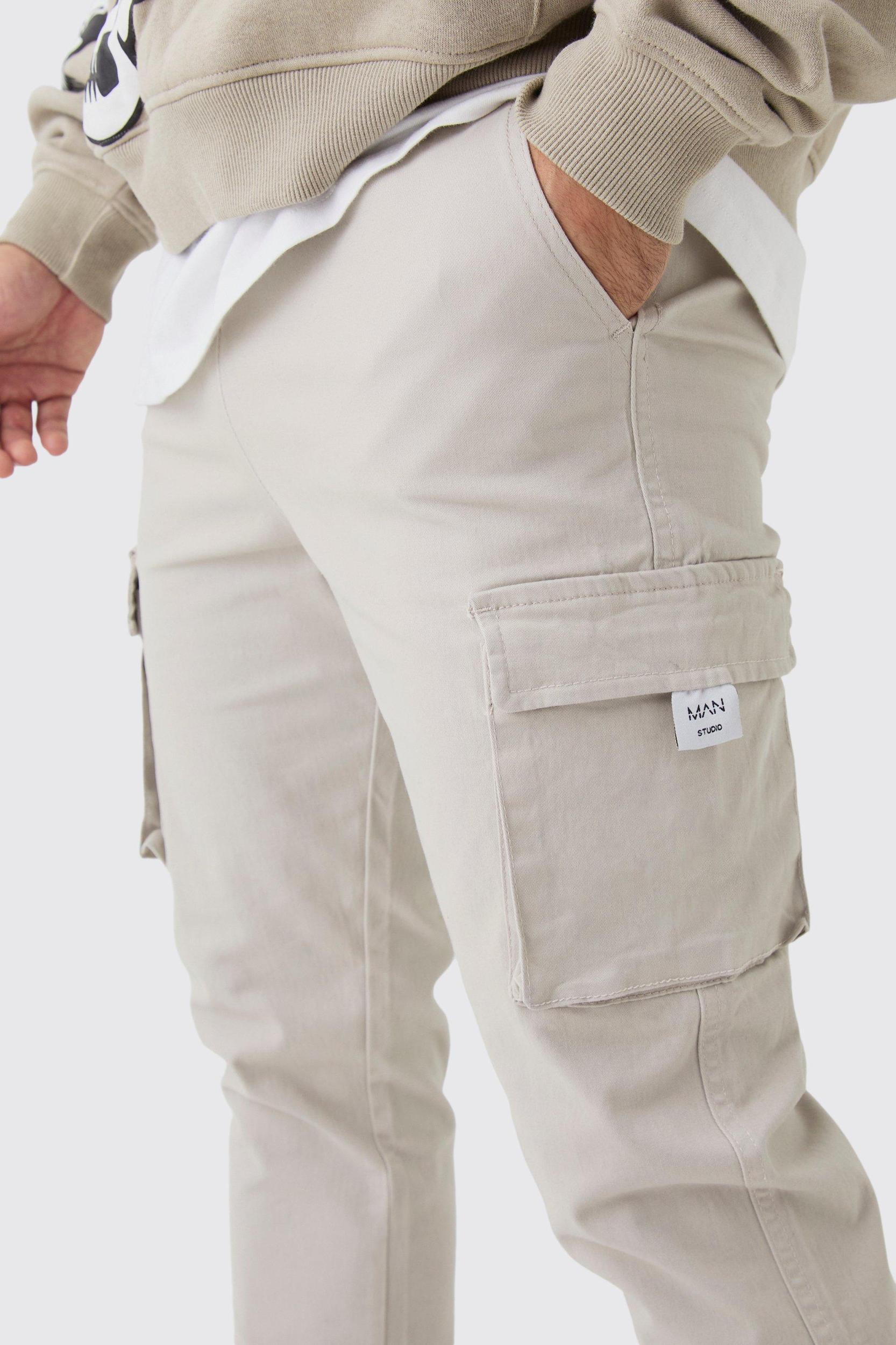 Slim Fit Elasticated Waist Woven Tab Cuffed Cargo Pants | boohooMAN USA Product Image