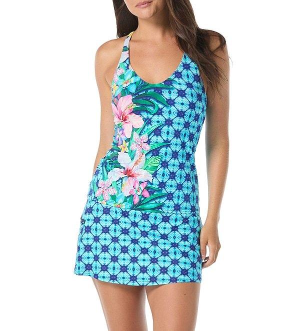 Beach House Ambition V-Neck Cross-Back Fitted Tankini Swim Top Product Image