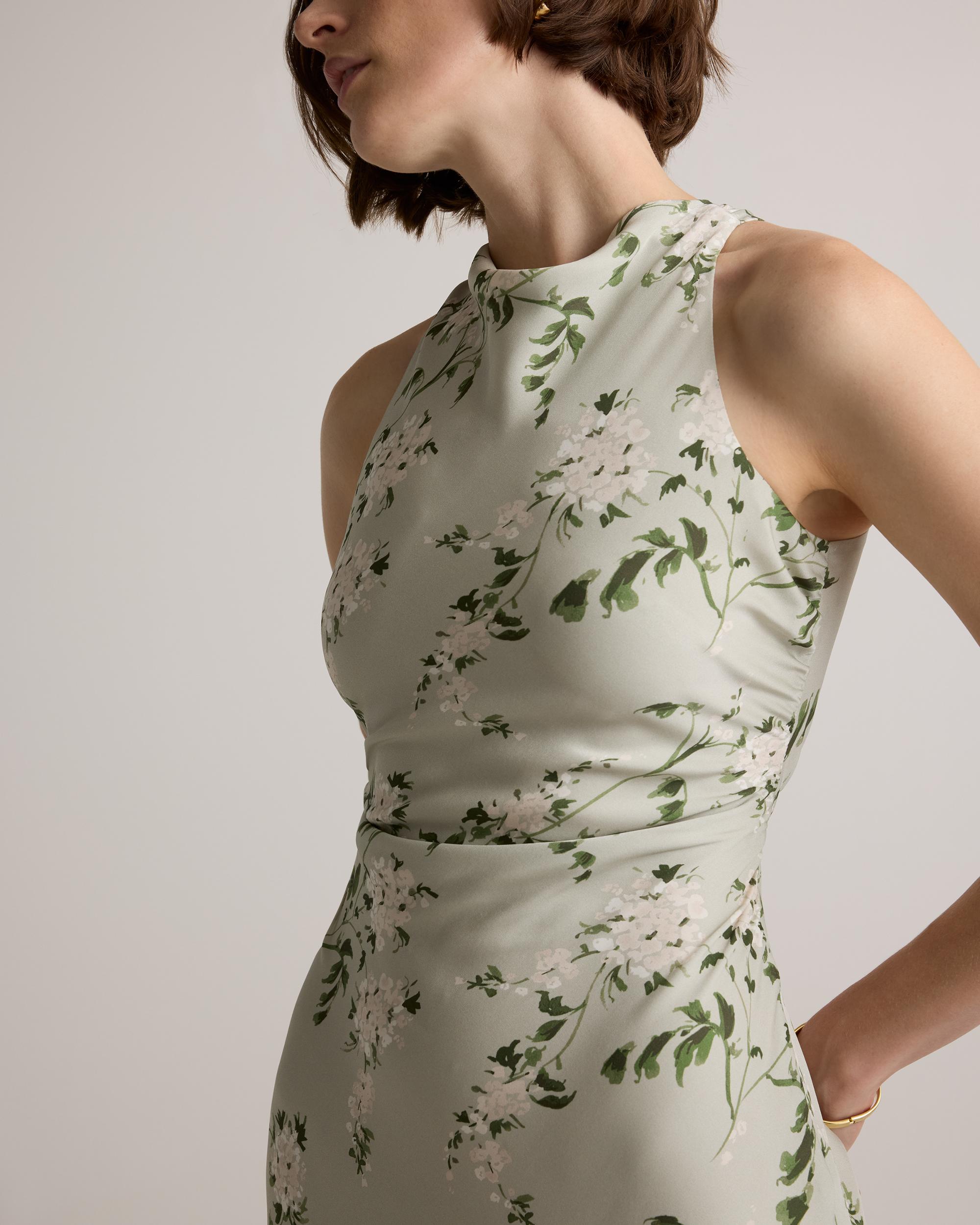 Quince | Women's Washable Stretch Silk High Neck Midi Dress Mulberry Silk Product Image