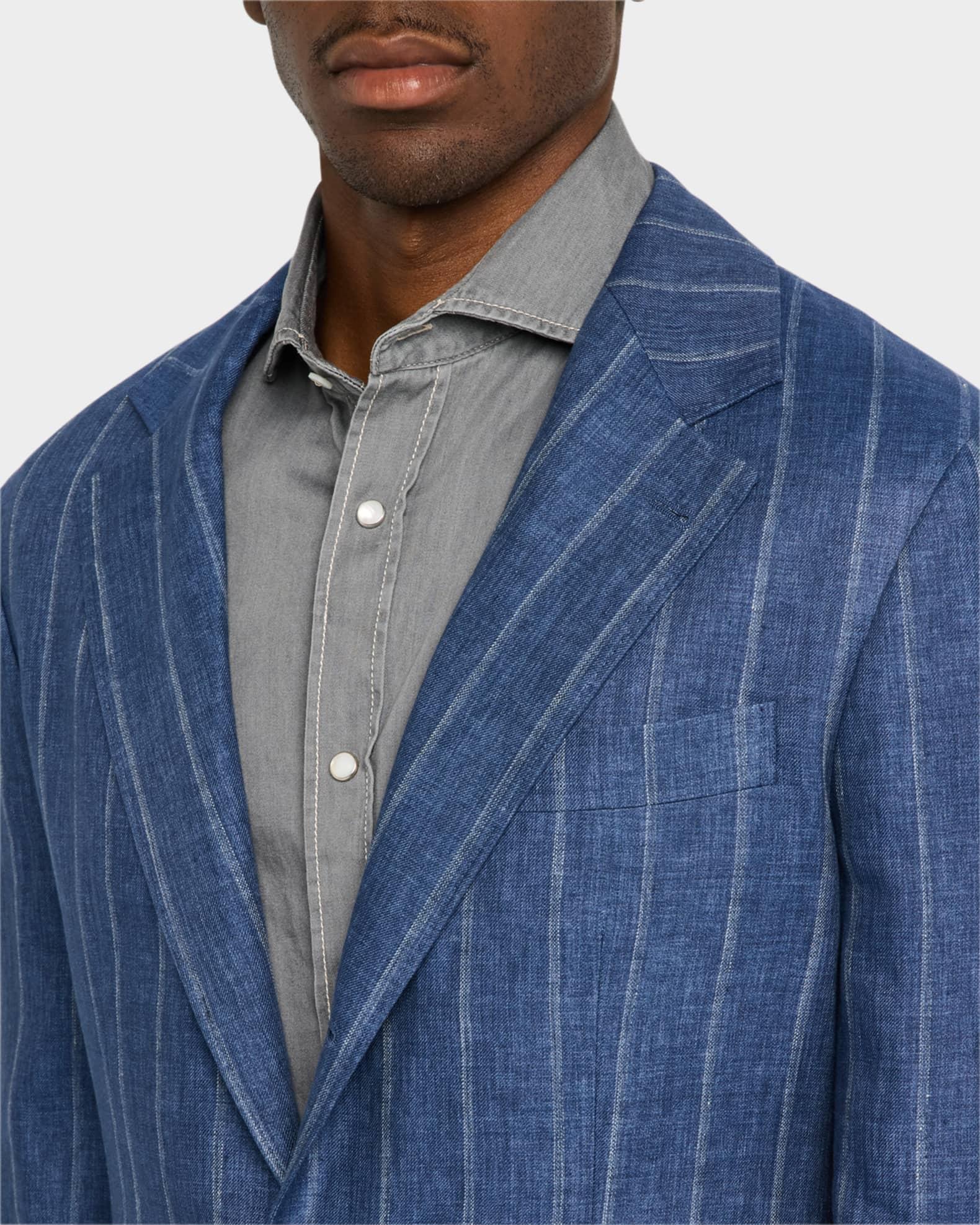 Men's Linen Pinstripe Single-Breasted Sport Coat Product Image