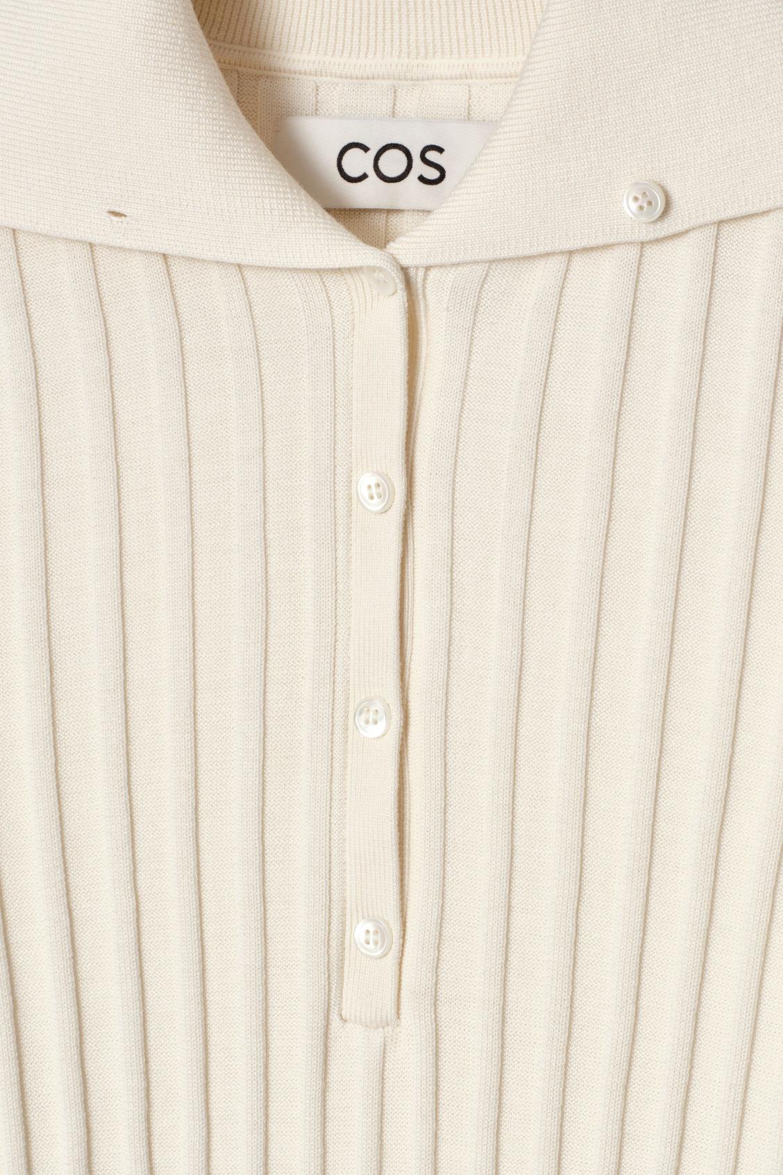 RIB-KNIT SILK POLO TOP Product Image