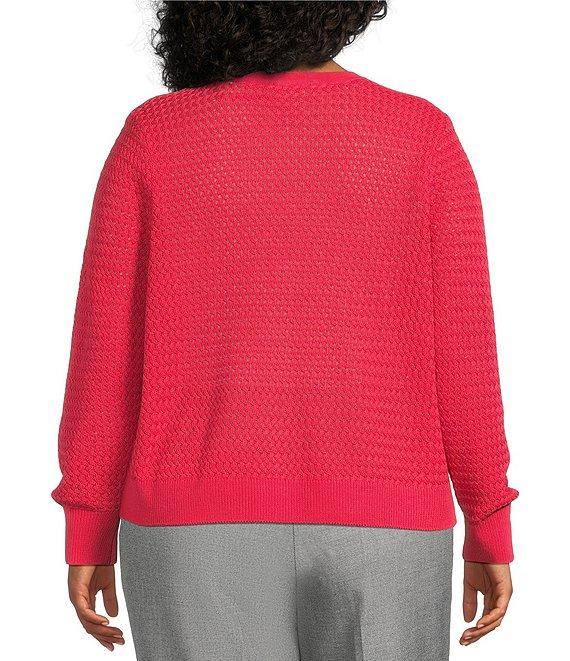 Investments Plus Size Charlotte Crew Neck Long Sleeve Button Front Cardigan Product Image