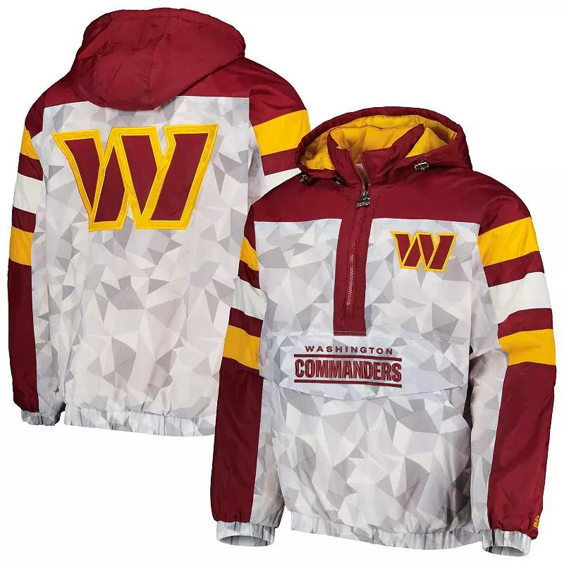 Men's Starter White/Burgundy Washington Commanders Thursday Night Gridiron Raglan Half-Zip Hooded Jacket, Size: Small, Wft White Product Image
